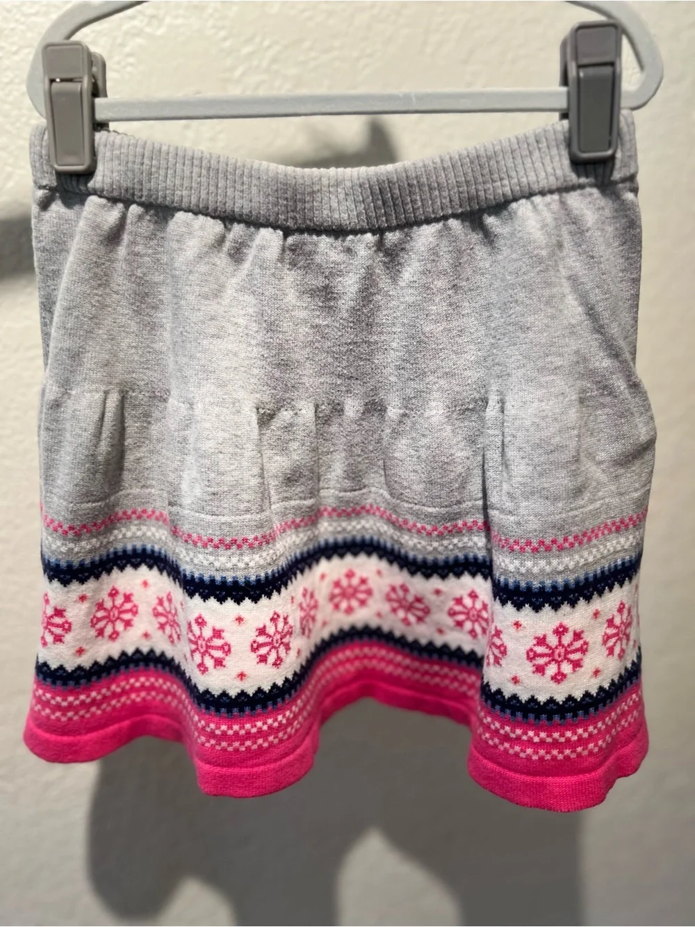 Gymboree Gray Knit Skirt with Pink & Navy Fair Isle Trim